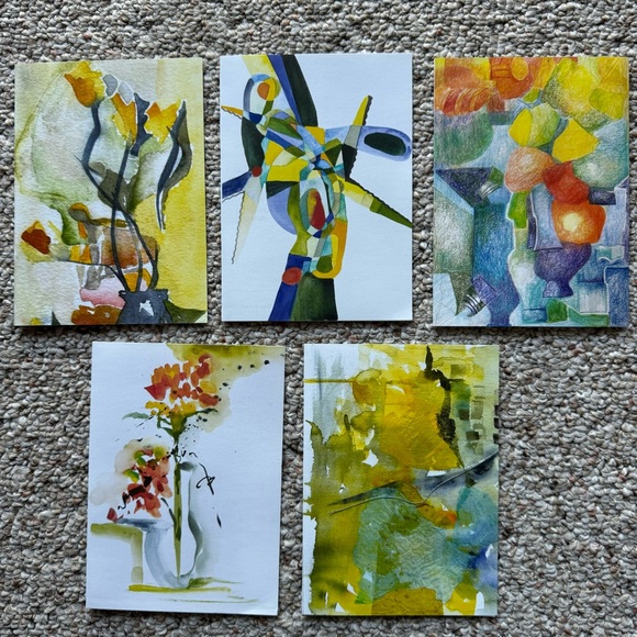 10pc Generic Greeting Card Set - 5 Cards & 5 Envelopes- Modern Art Paintings - Picture 5 of 10